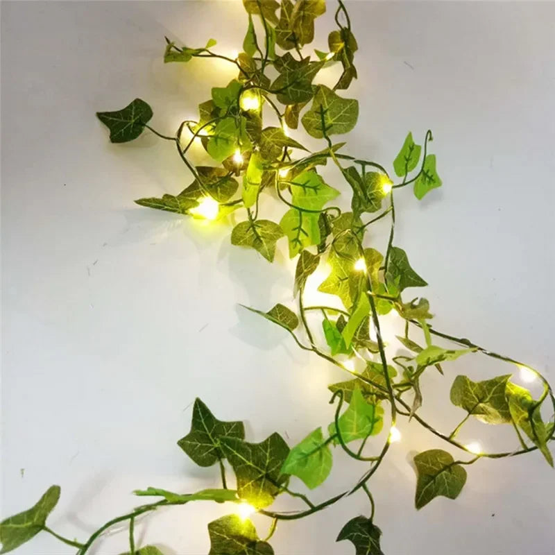 Guirlande féerique LED fleurs et feuilles vertes