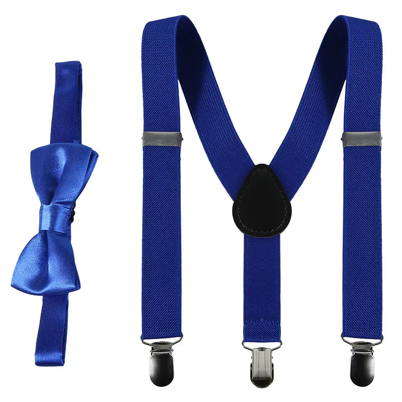 Kids' Clip-On Colorful Suspenders with Bowtie