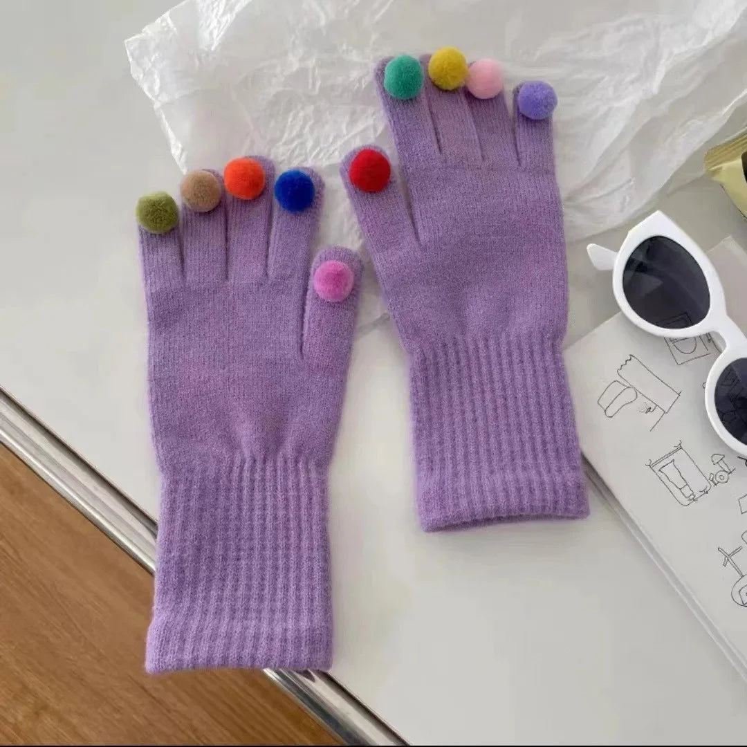 Gants Femme en Laine Éléguants avec Strass Blancs