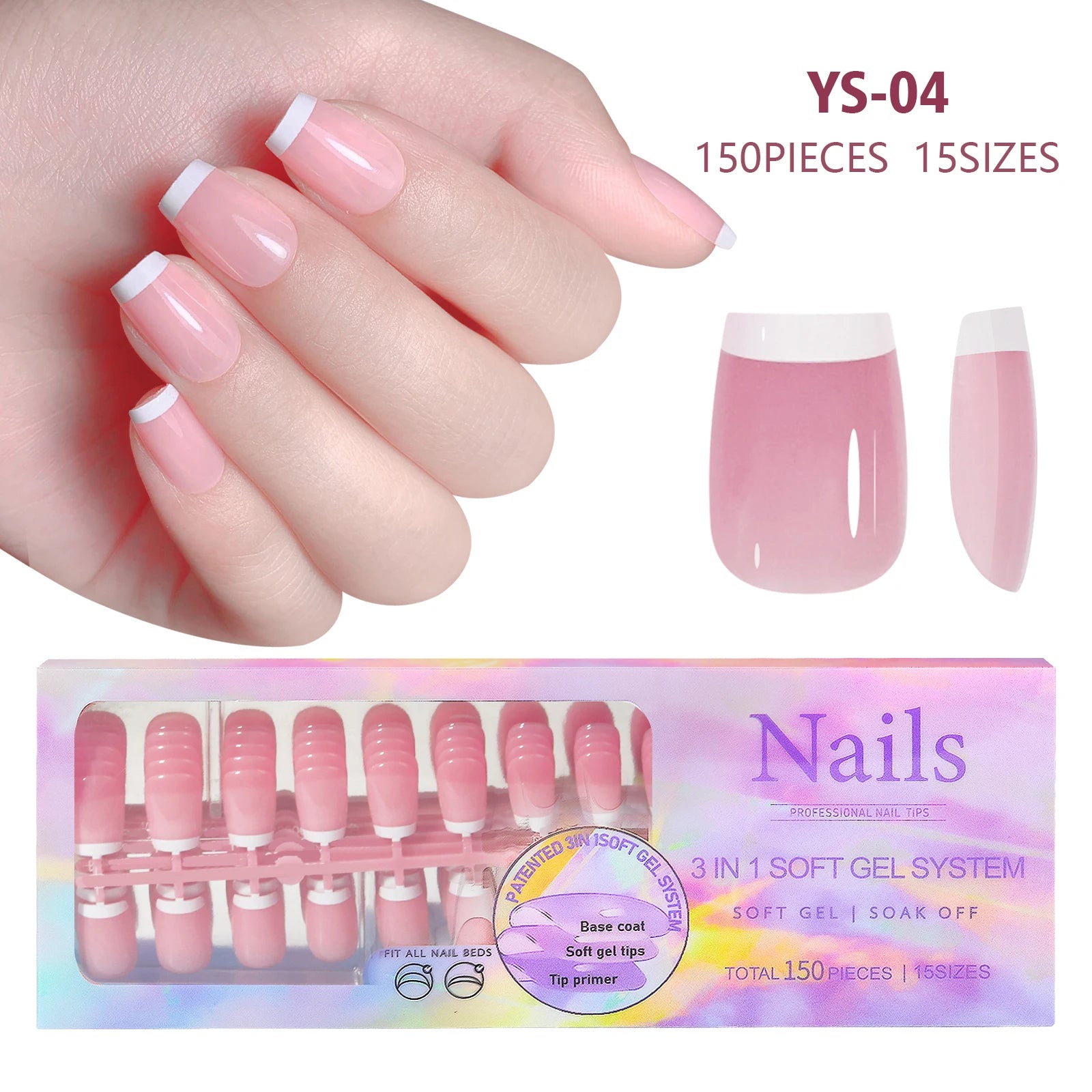 150 Faux Ongles Blancs Glamour
