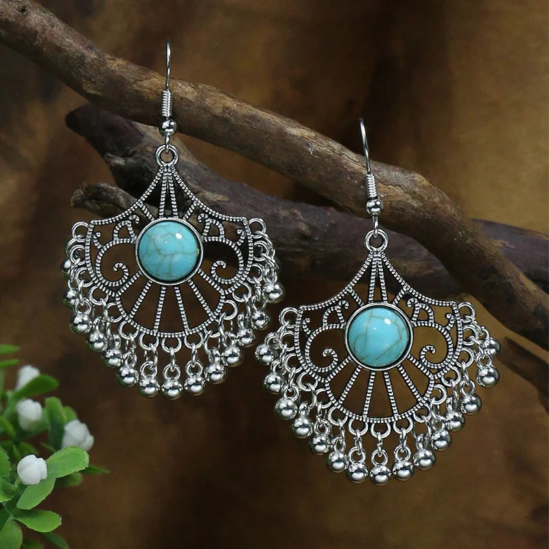Boho Blue Stone Geometric Earrings for Women