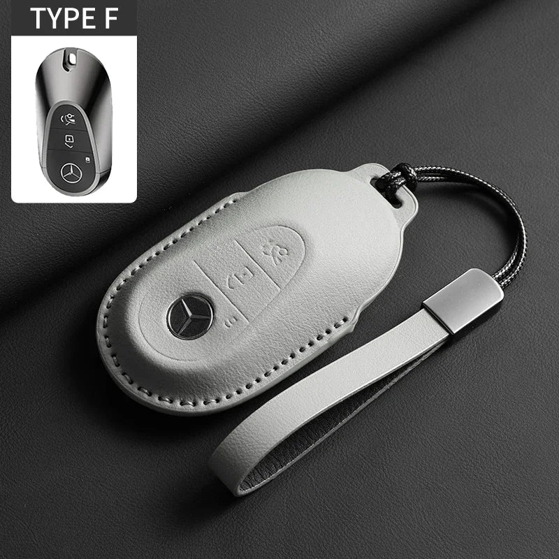 Luxury Leather Remote Key Case for Mercedes Models