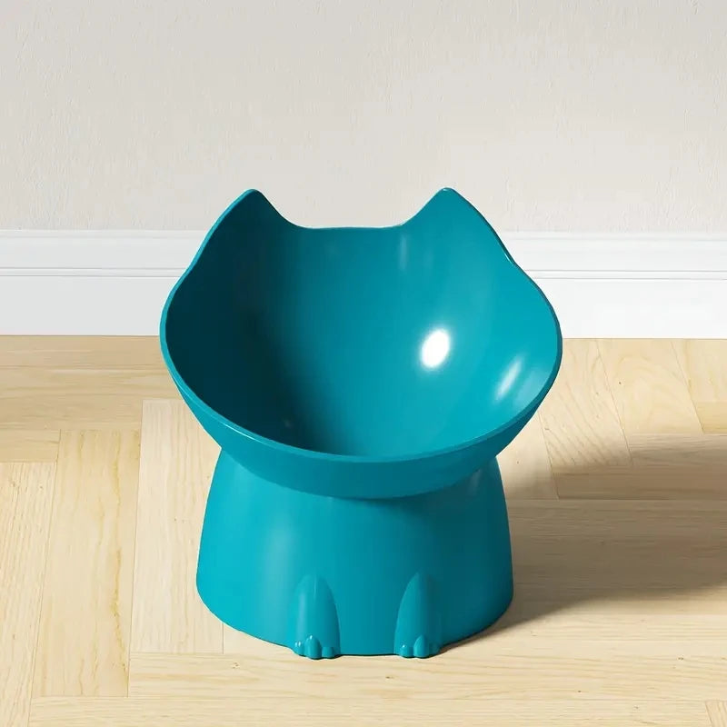 Elevated Cat Bowl with Tilted Edge - Anti-Tip Design
