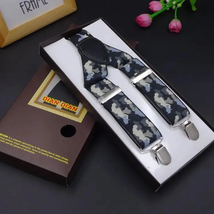 Chic Multicolor Clip Suspenders for Men - 3 Clips