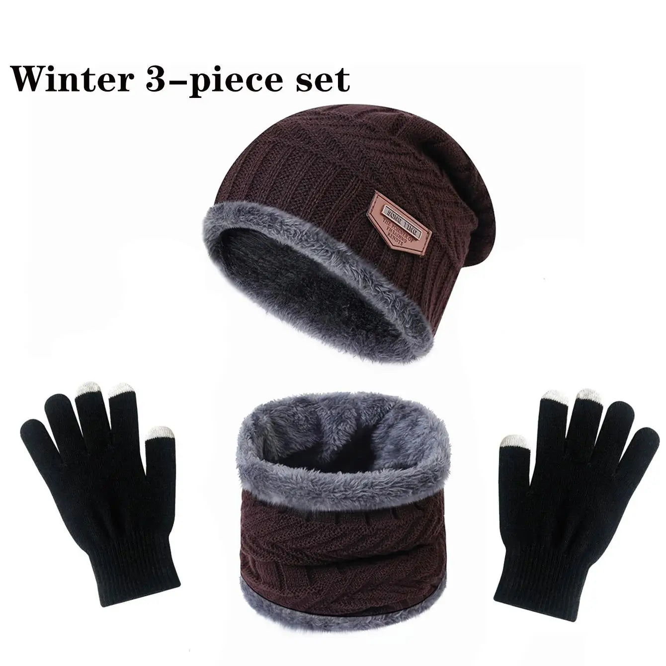 Velvet Winter Trio: Hat, Scarf & Gloves Set