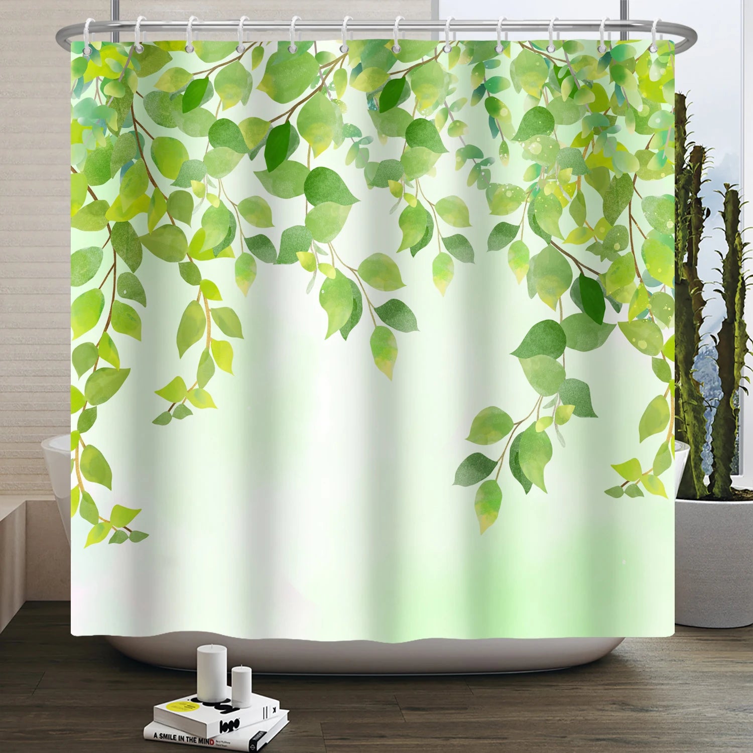 Rideau de Douche Écologique Feuilles Vertes