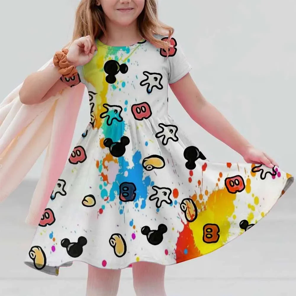 Robe Mini Mickey Été 2025 pour Filles - Style Princesse