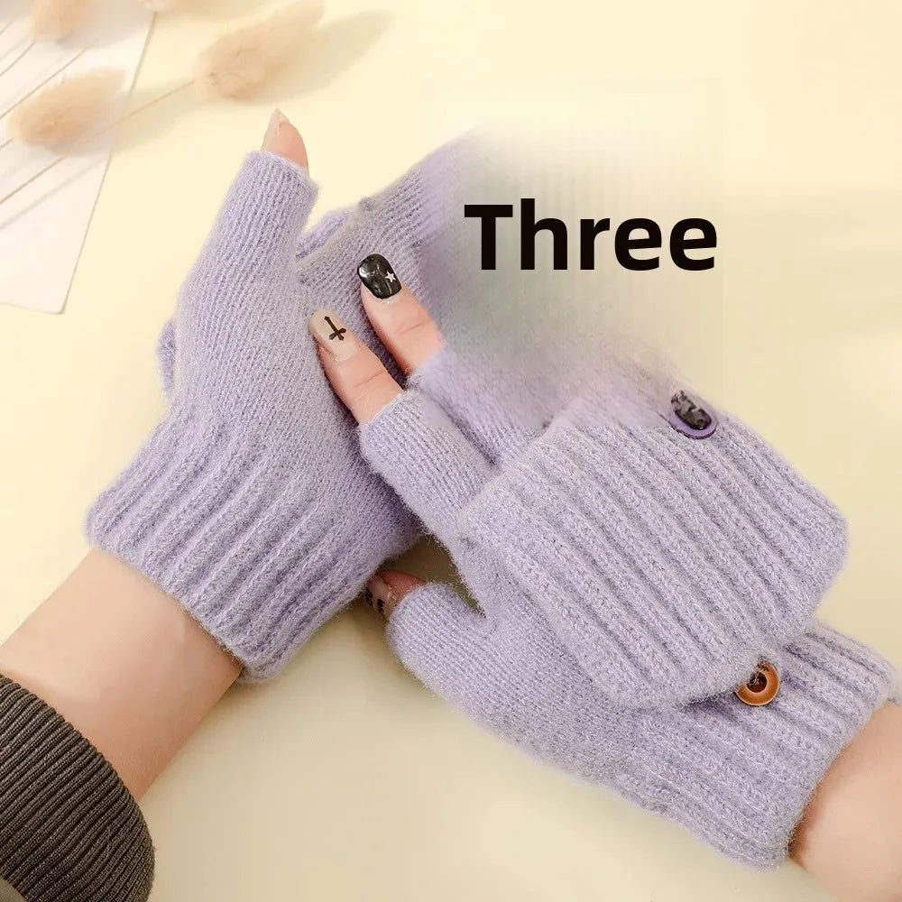 Gants demi-doigts en peluche pour l'hiver actif