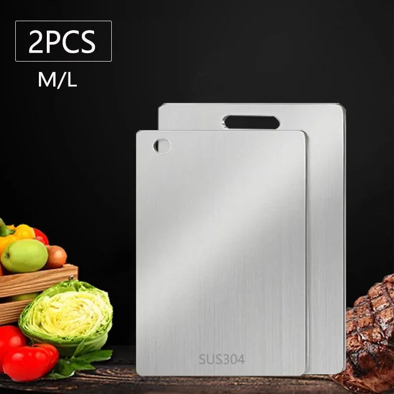 Stainless Steel Double-Sided Chopping Board Set