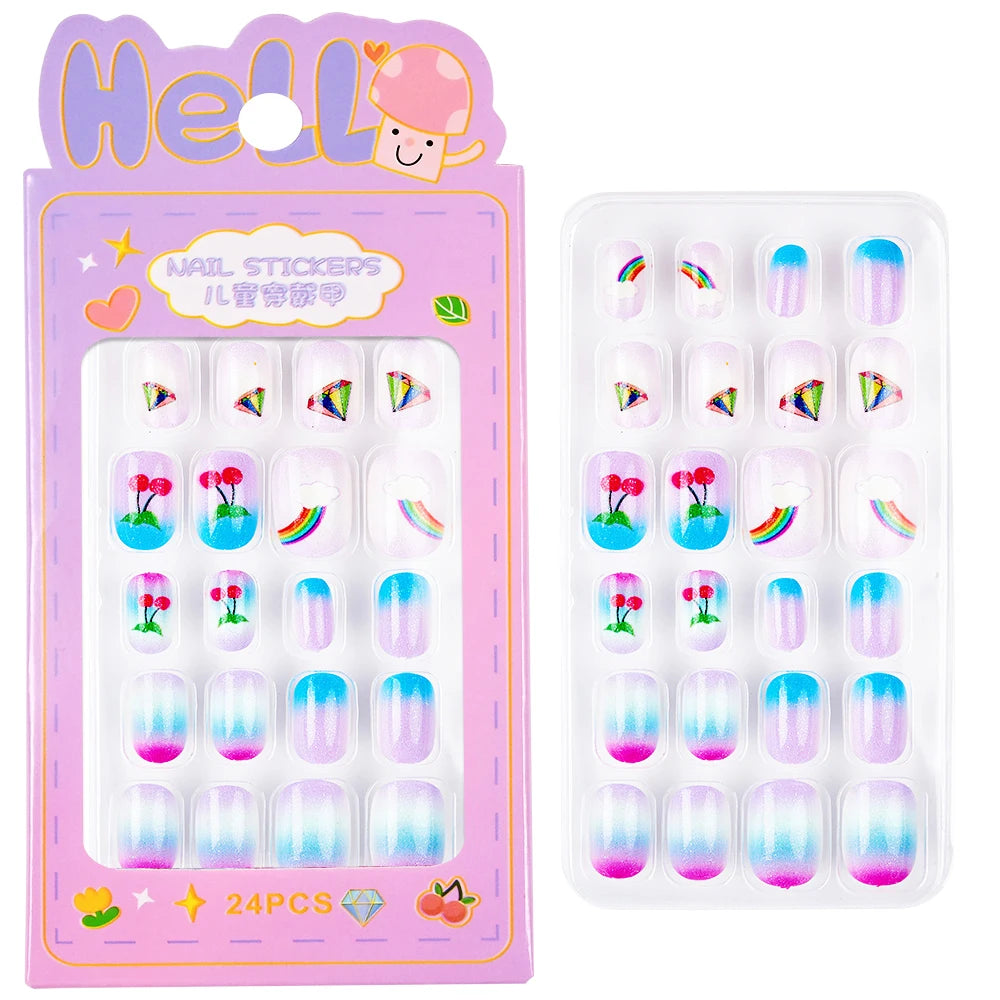 Kawaii Ongles Enfants - 24 Pièces Mignonnes