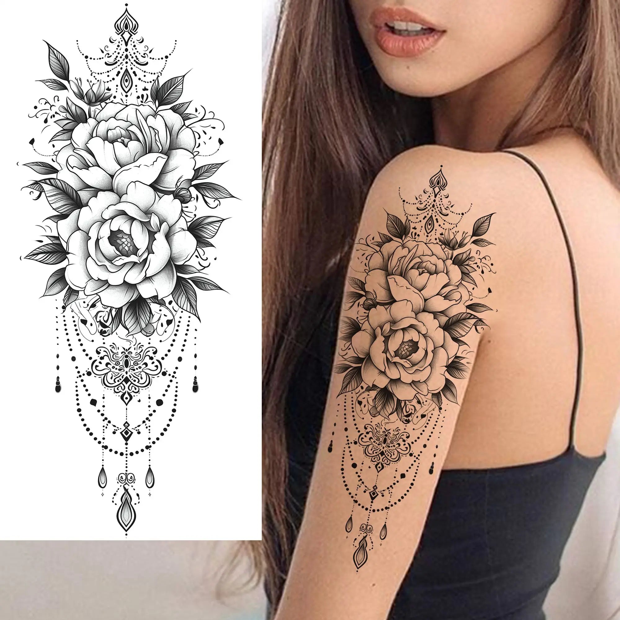 Tatouage Aquarelle Fleurs & Papillons - Femme Élégante