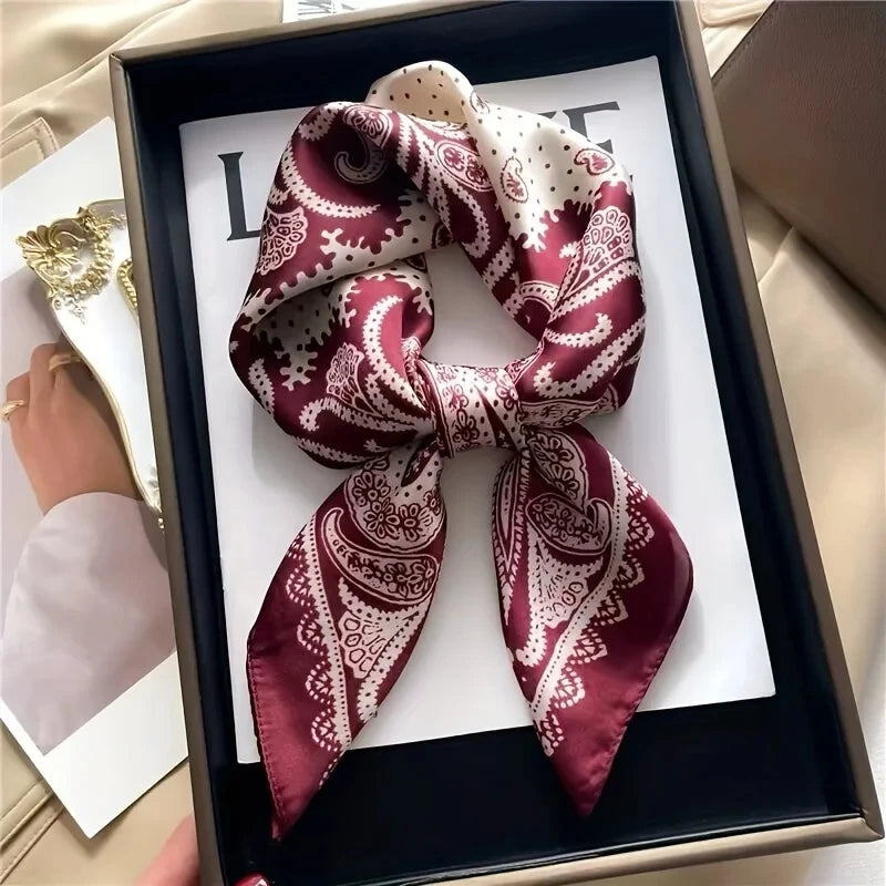 Silk Chic: Korean Floral Square Scarf 70x70cm