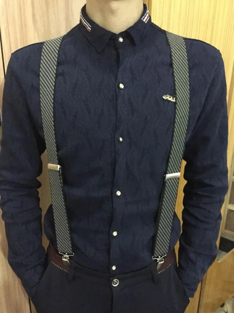 Chic Multicolor Clip Suspenders for Men - 3 Clips