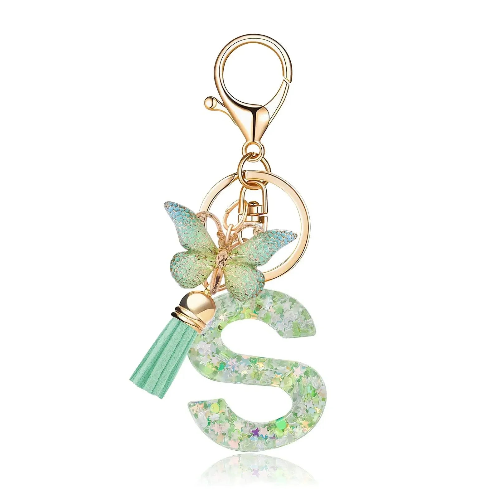 Green Butterfly Resin Keychain - Chic Gift Accessory