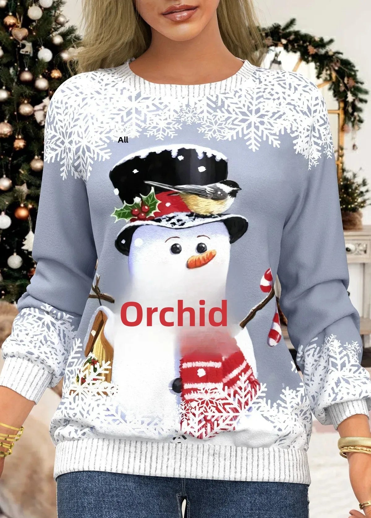 T-shirt Sweatshirt Noël Élégant à Manches Longues