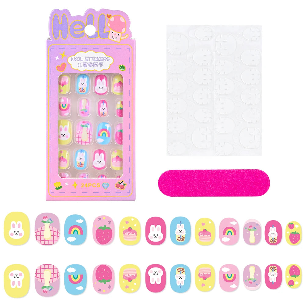 Kawaii Ongles Enfants - 24 Pièces Mignonnes
