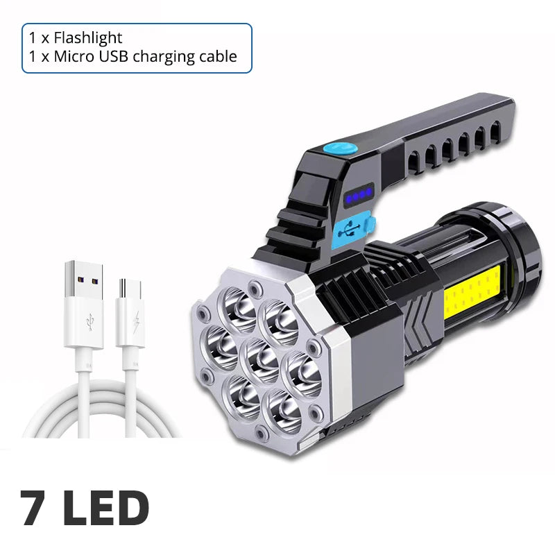 Torche LED Rechargeable 7LED COB Camping Puissante