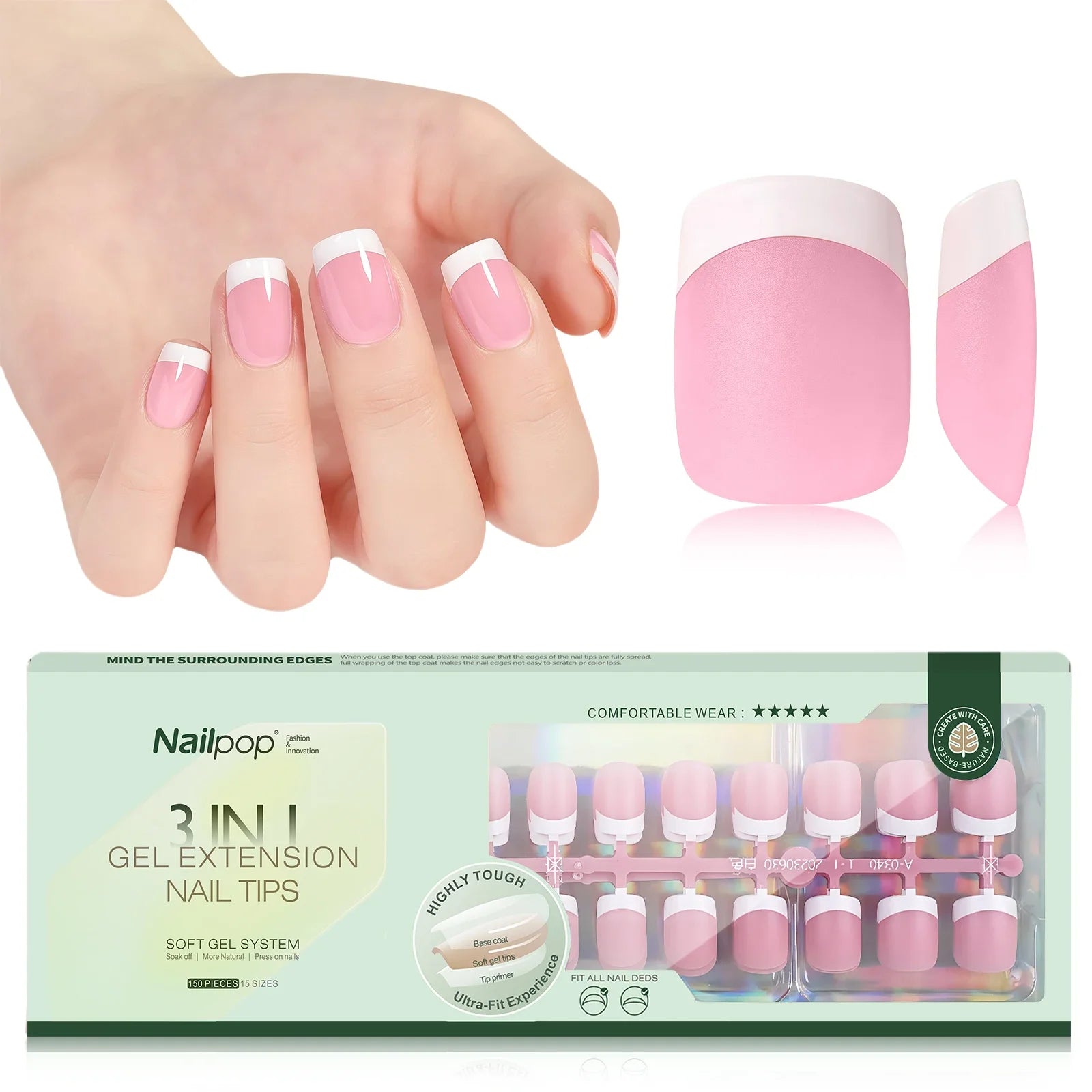 Nailpop 3 en 1 : Pointes Françaises Prêtes