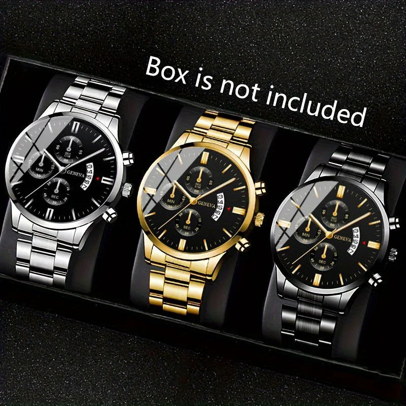 LuxQuartz Men's Stainless Calendar Watch