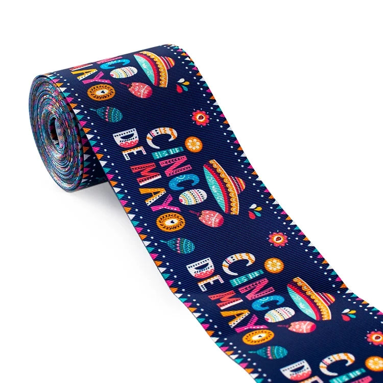 Ruban Grosgrain Fleurs Mexicaines - 5 Yards DIY