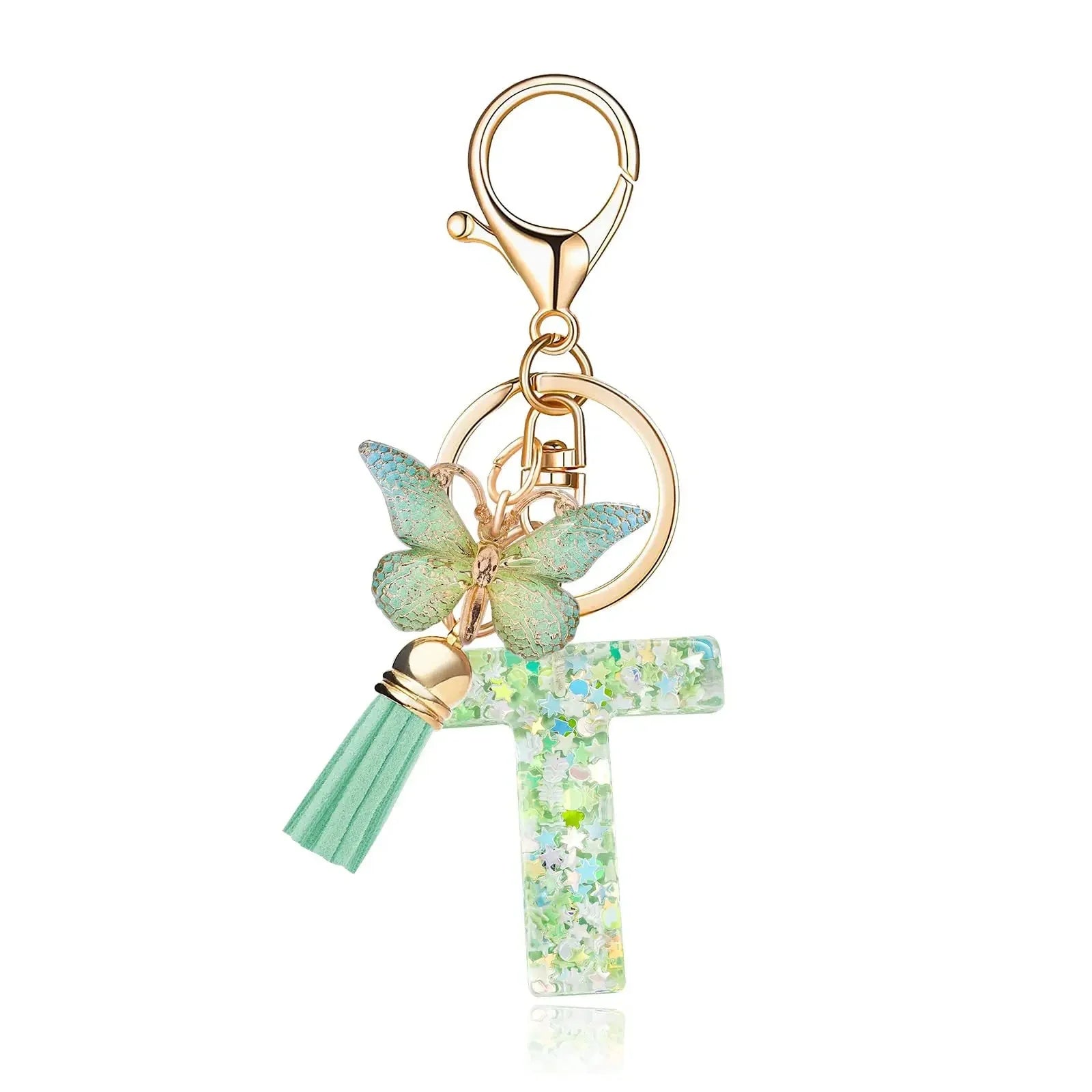 Green Butterfly Resin Keychain - Chic Gift Accessory