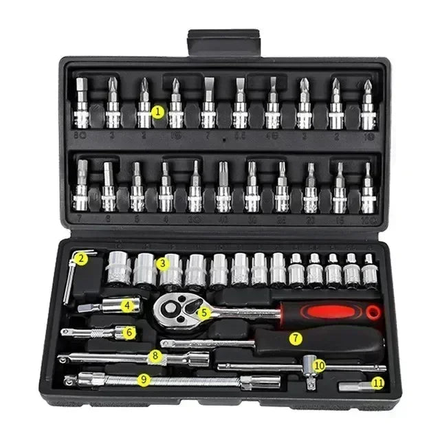 Kit d'outils auto 46/53 pièces acier.