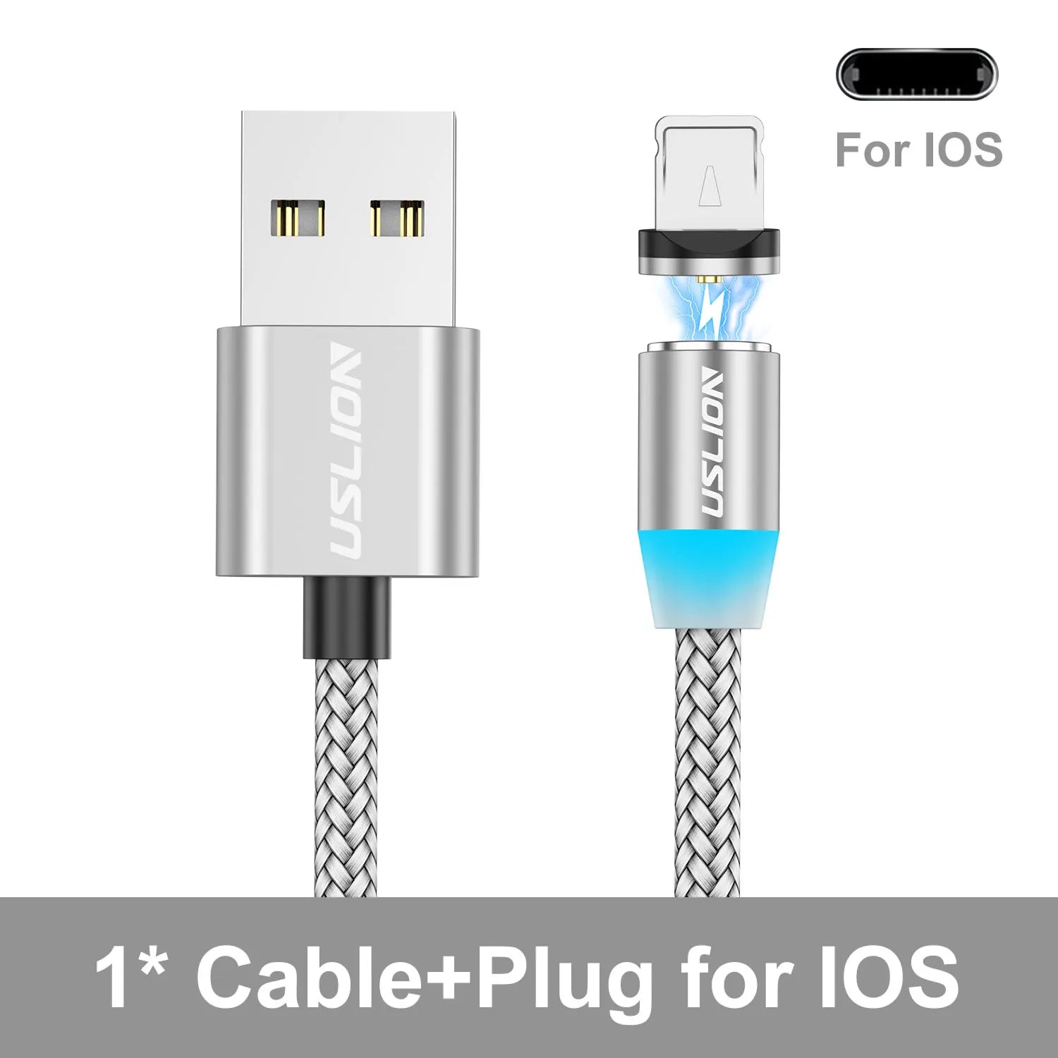 Câble Magnétique USLION 2-en-1 Charge Rapide USB-C