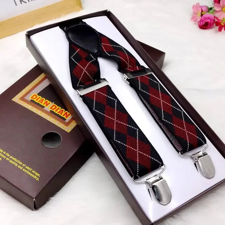 Chic Multicolor Clip Suspenders for Men - 3 Clips