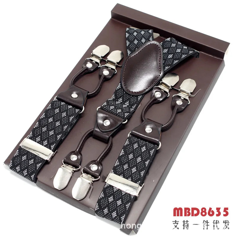 Adjustable 6-Clip Suspenders for Men & Women