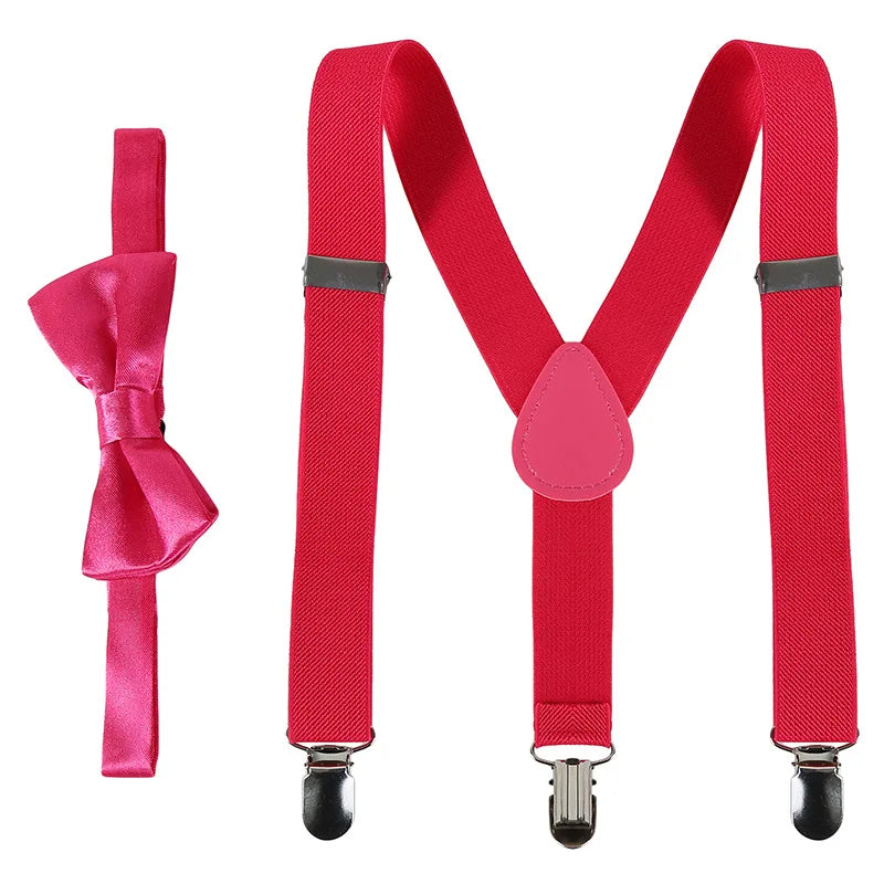 Kids' Clip-On Colorful Suspenders with Bowtie