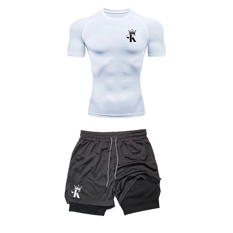 T-shirt Compression 2en1 Homme Séchage Rapide Sport
