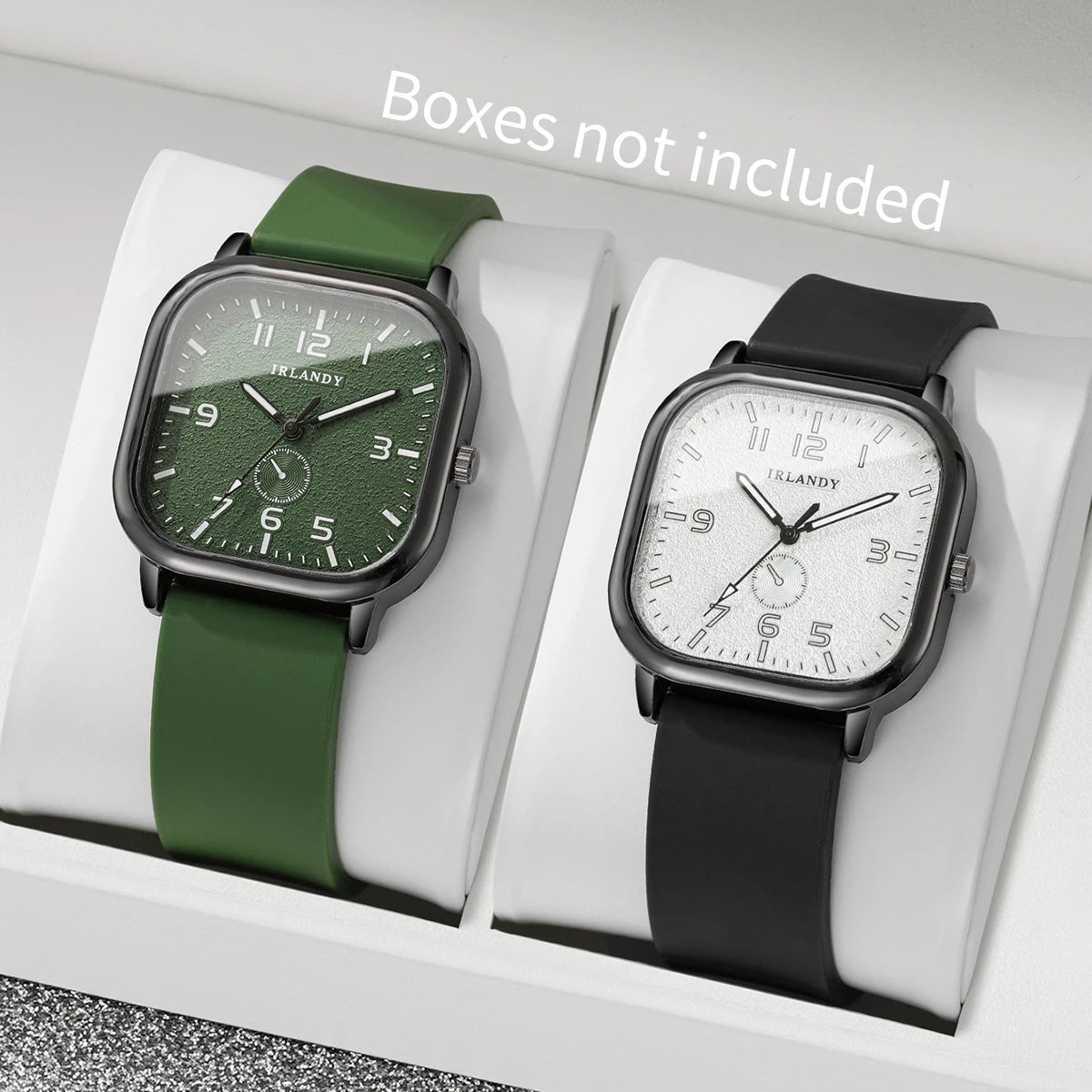 Montre Décontractée 2 Pièces Cadran Carré Silicorne