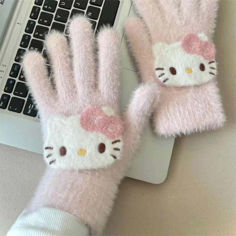 Gants Kawaii Hiver Kuromi & Hello Kitty