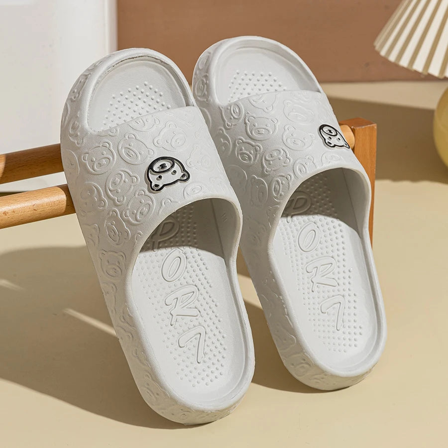 Cozy Bear Print Summer Slippers for All