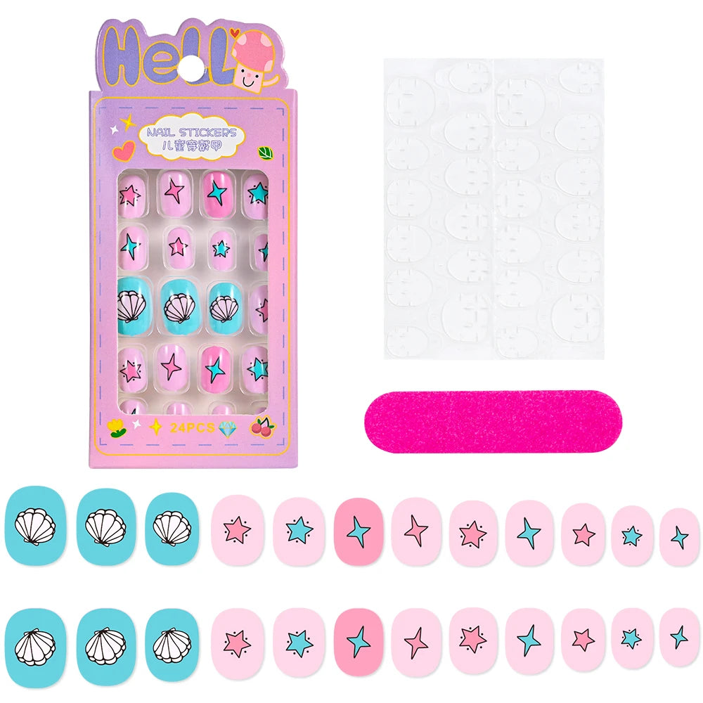 Kawaii Ongles Enfants - 24 Pièces Mignonnes