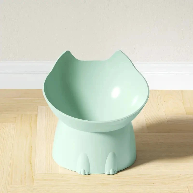 Elevated Cat Bowl with Tilted Edge - Anti-Tip Design