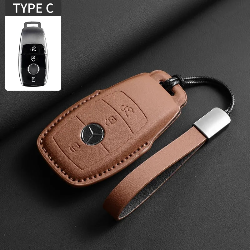 Luxury Leather Remote Key Case for Mercedes Models