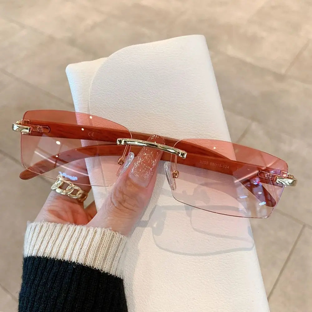 Rimless Retro Leopard Sunglasses UV400 Unisex