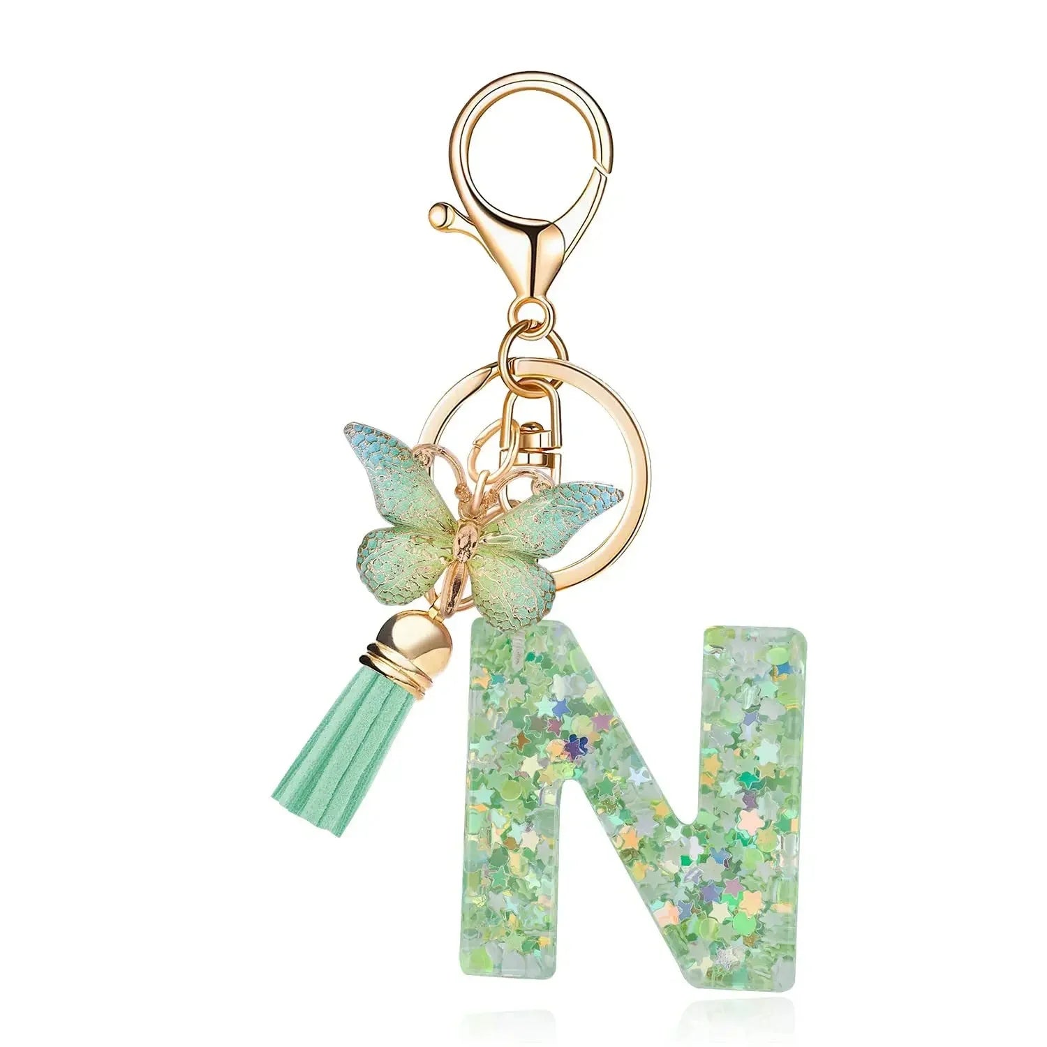 Green Butterfly Resin Keychain - Chic Gift Accessory
