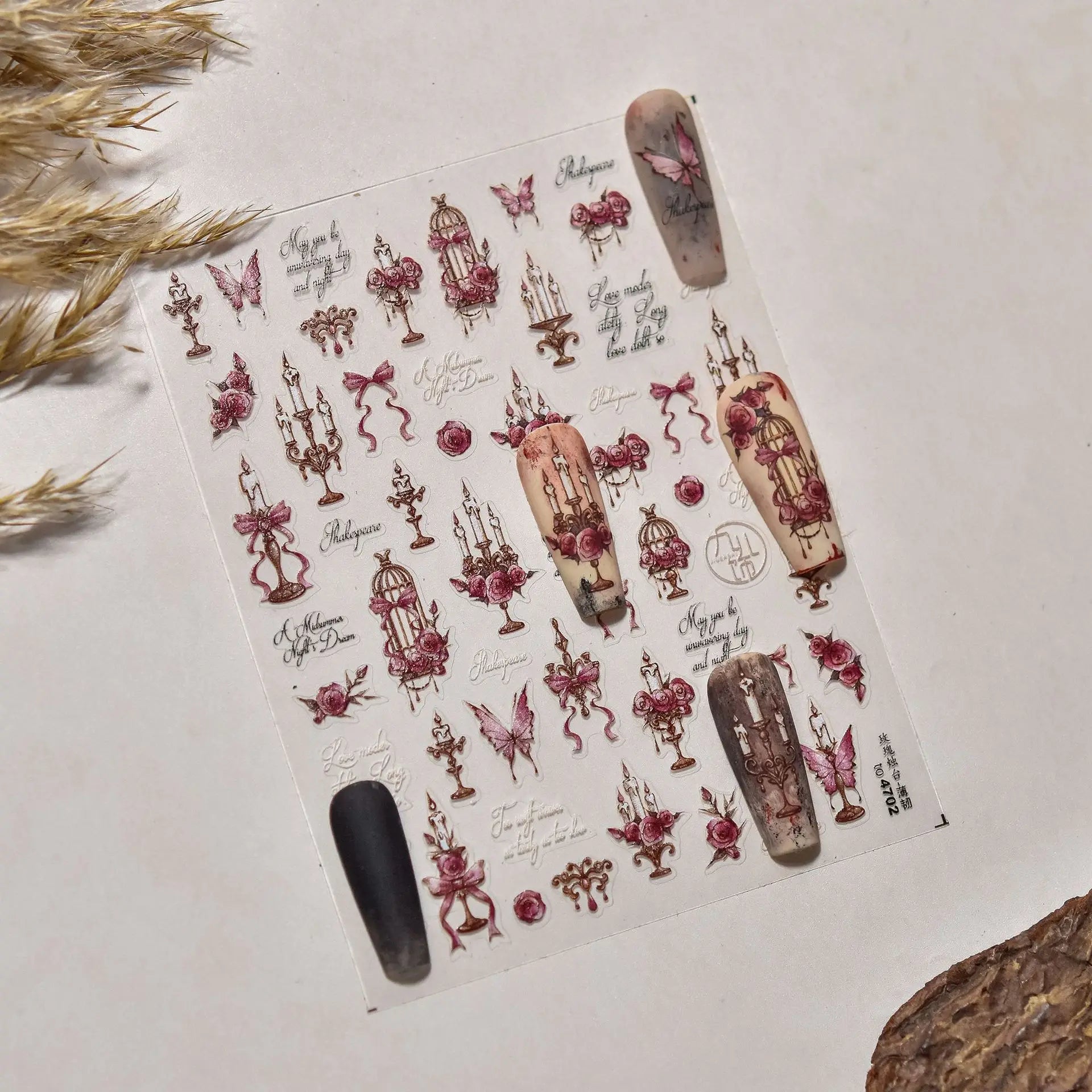 Autocollants Kawaii 5D Jasmin Pailleté pour Ongles