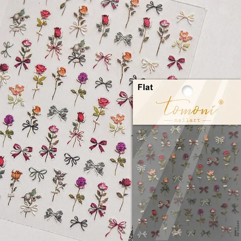 Autocollants Kawaii 5D Jasmin Pailleté pour Ongles