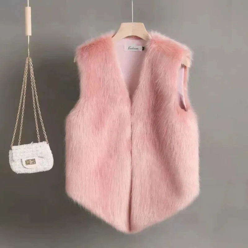 Gilet court en fausse fourrure chic pour femmes