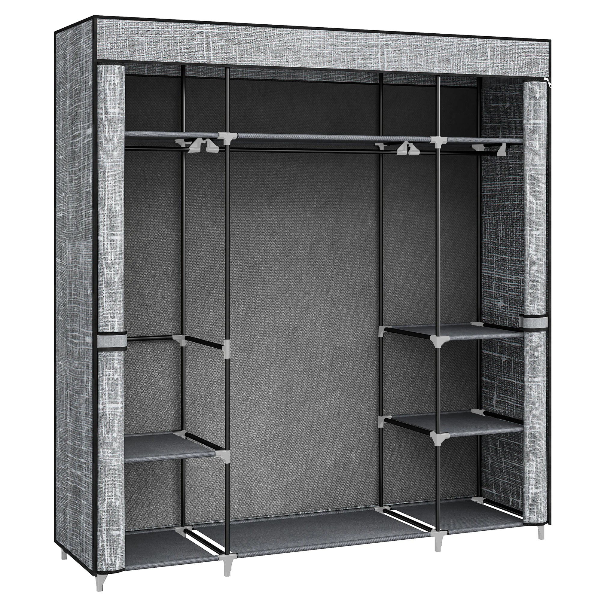 Armoire Tissu Élégante 3 Tringles Noir - Hzuaneri