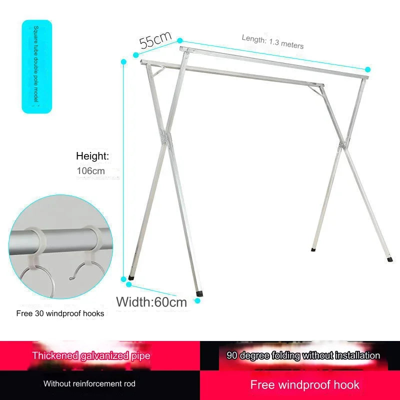 Séchage Éco: Étendoir Pliant Inox pour Intérieur & Extérieur