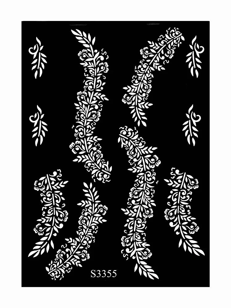 Pochoir Henné Fleurs - Tatouage Éphémère Réutilisable