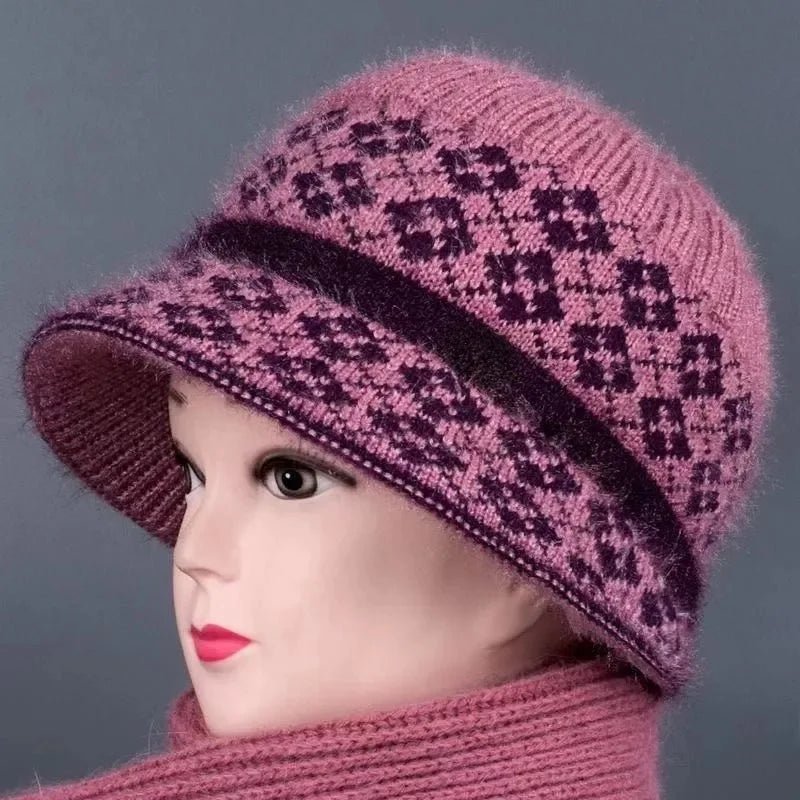 Chapeau d'hiver élégant à nœud pour femmes âgées
