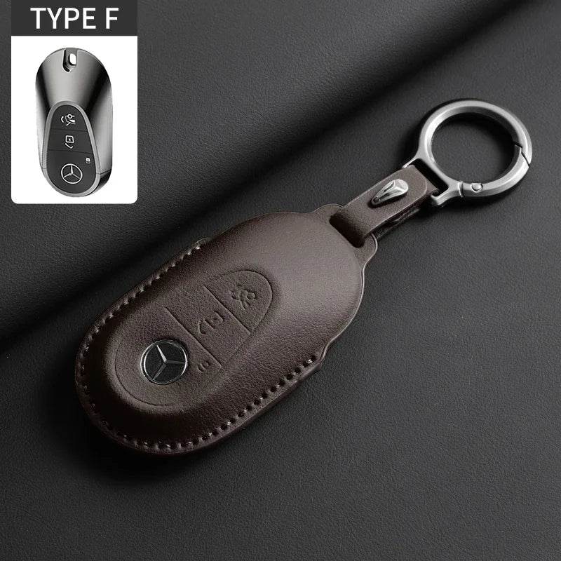 Luxury Leather Remote Key Case for Mercedes Models