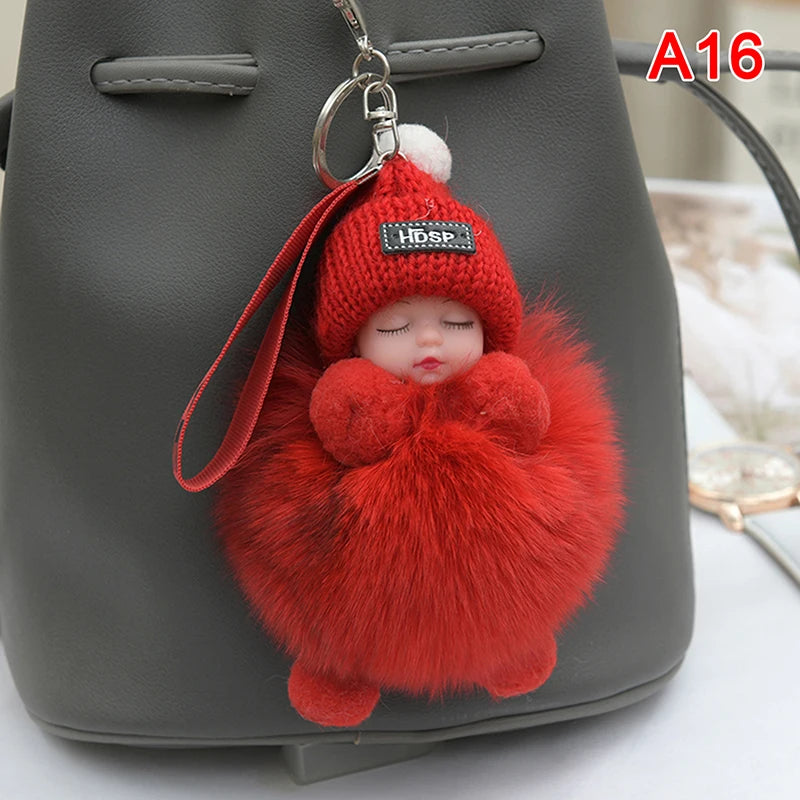 Charming Plush Fox Fur Keychain Pendant