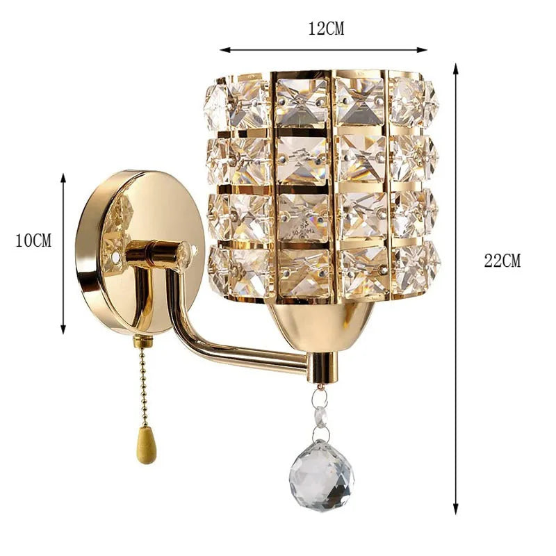 CrystalGlow Wall Sconce: Elegant Gold/Silver Lighting