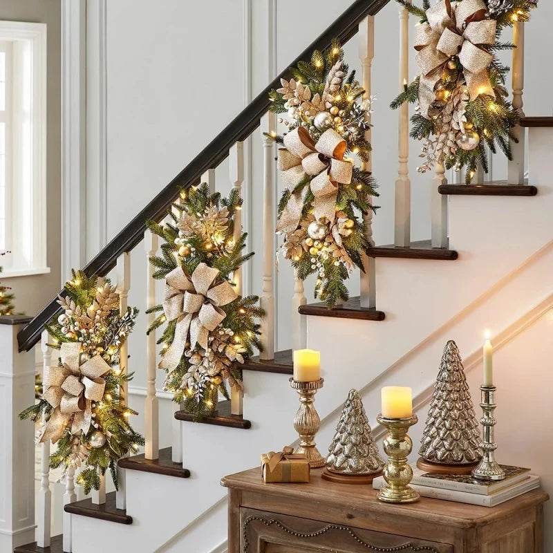 LUSQI Nordic Holiday Stair Decor & Wreaths
